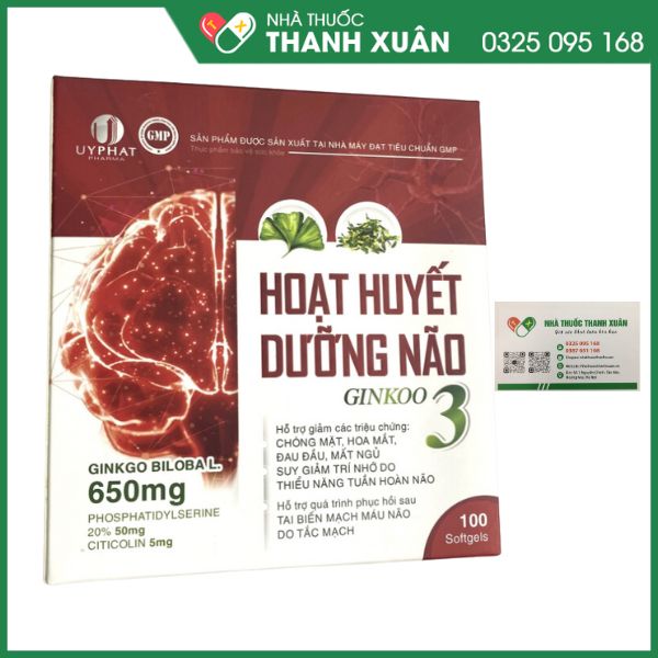 Hoạt huyết dưỡng não ginkoo 3 tăng cường lưu thông máu não